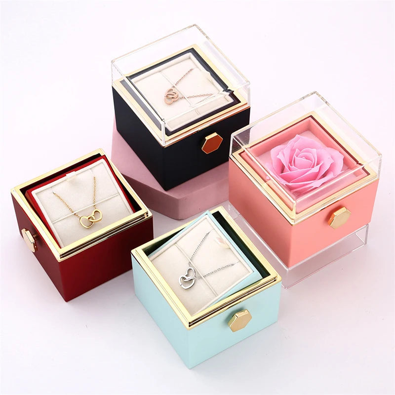 Valentine Soap Rose Jewelry Box with Necklace