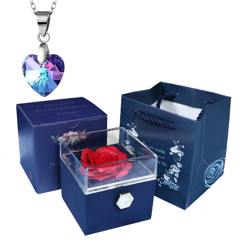 Valentine Soap Rose Jewelry Box with Necklace