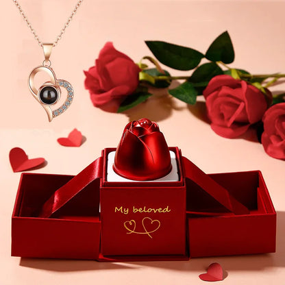 Rose Jewelry Box for Necklace Pendant Valentine's Day Gift