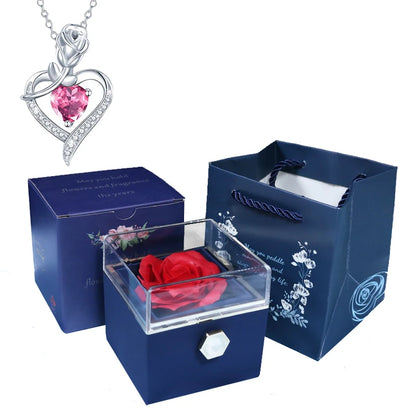 Valentine Soap Rose Jewelry Box with Necklace