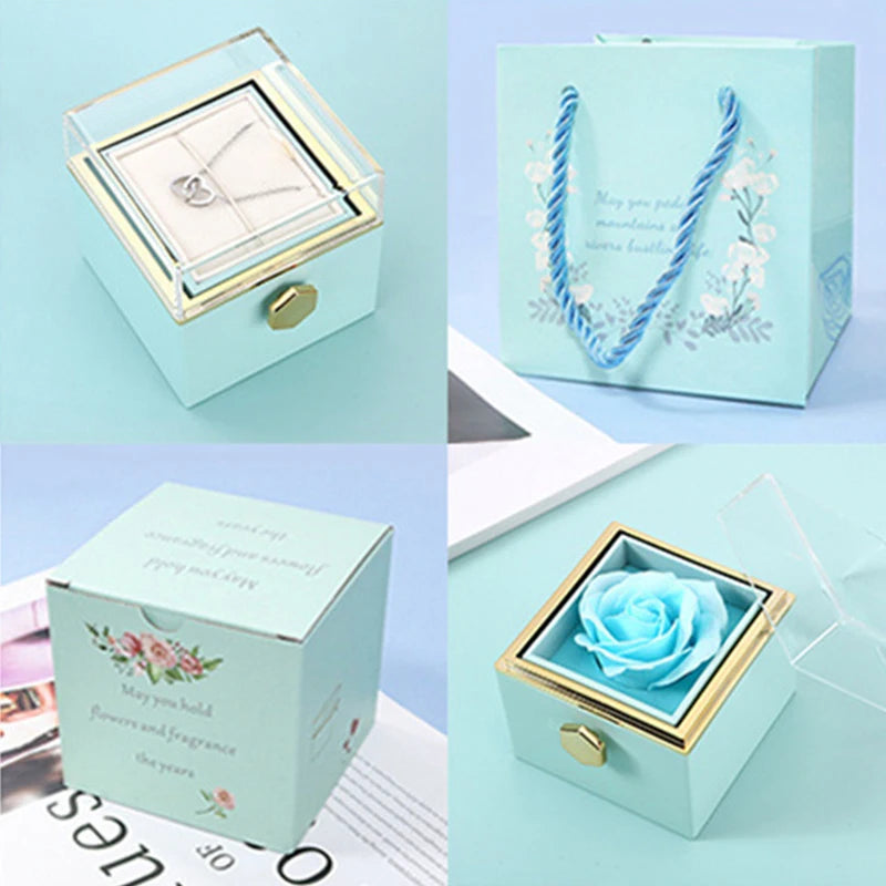 Valentine Soap Rose Jewelry Box with Necklace