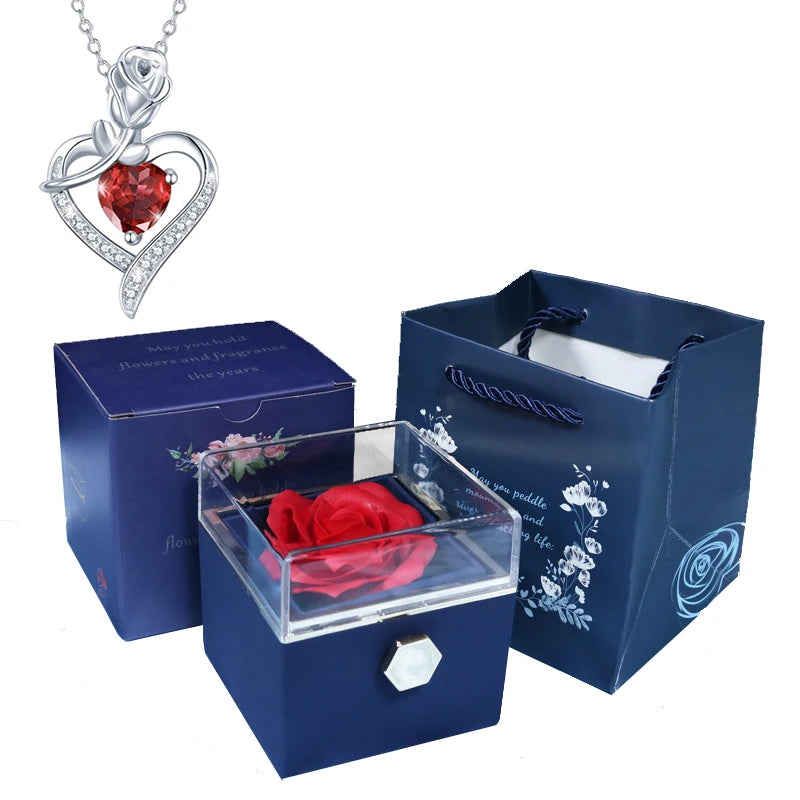 Valentine Soap Rose Jewelry Box with Necklace