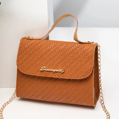 Leather Embossing Chain Square Bag