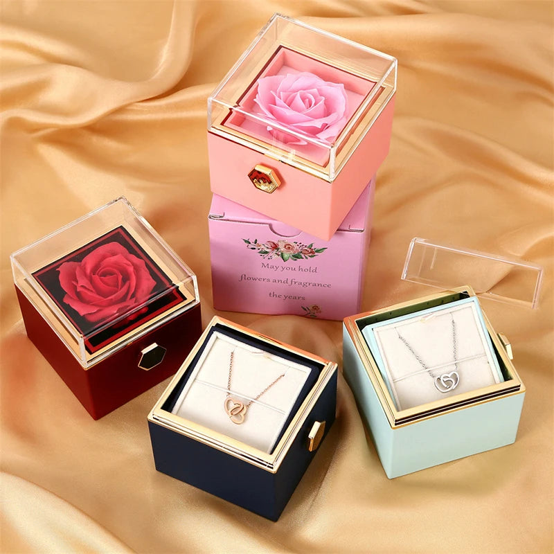 Valentine Soap Rose Jewelry Box with Necklace