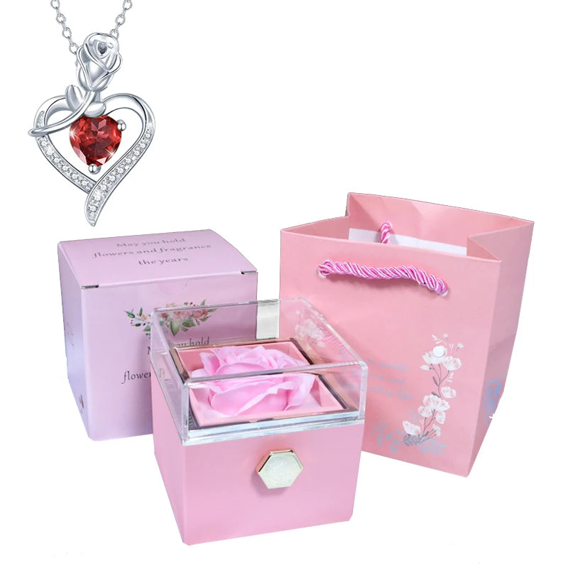 Valentine Soap Rose Jewelry Box with Necklace