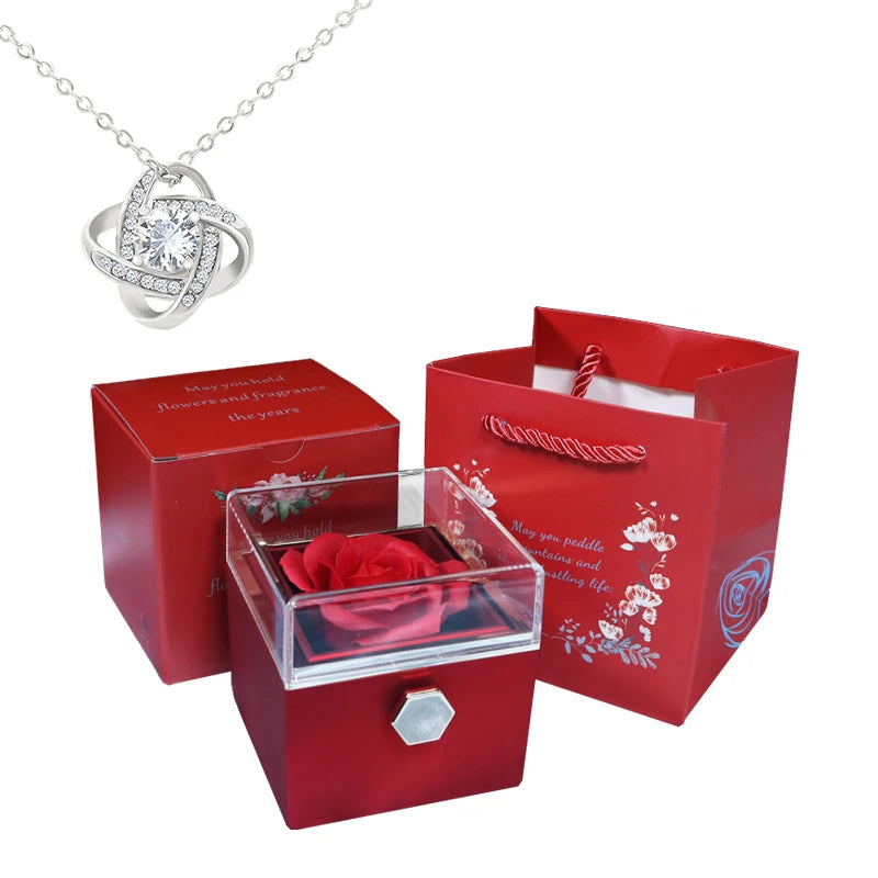 Valentine Soap Rose Jewelry Box with Necklace