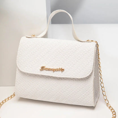 Leather Embossing Chain Square Bag