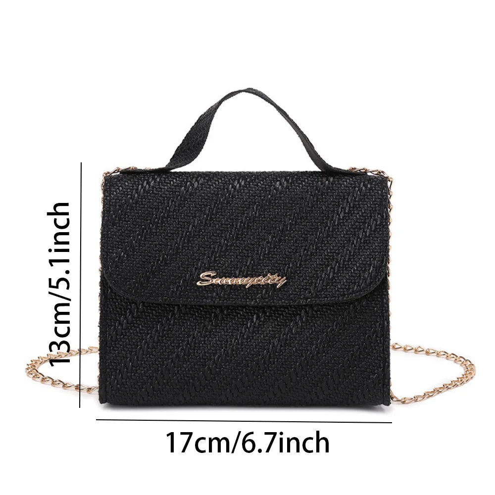 Leather Embossing Chain Square Bag