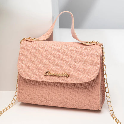 Leather Embossing Chain Square Bag