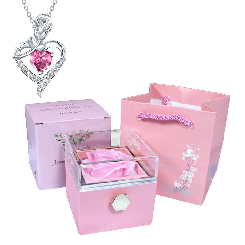 Valentine Soap Rose Jewelry Box with Necklace