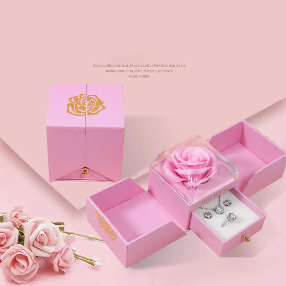 Rose Jewelry Box for Necklace Pendant Valentine's Day Gift