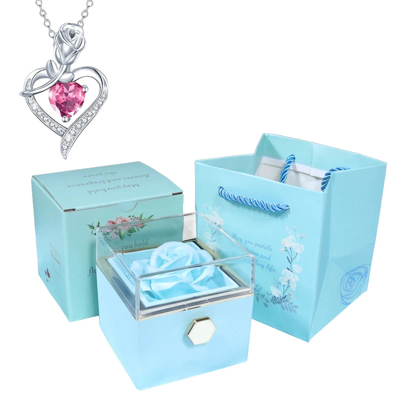 Valentine Soap Rose Jewelry Box with Necklace