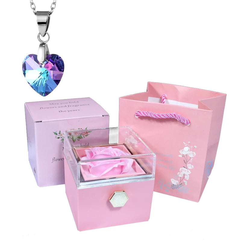 Valentine Soap Rose Jewelry Box with Necklace