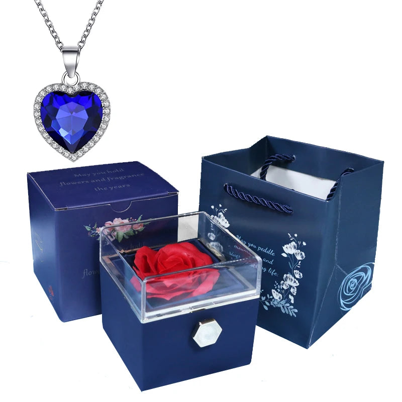 Valentine Soap Rose Jewelry Box with Necklace