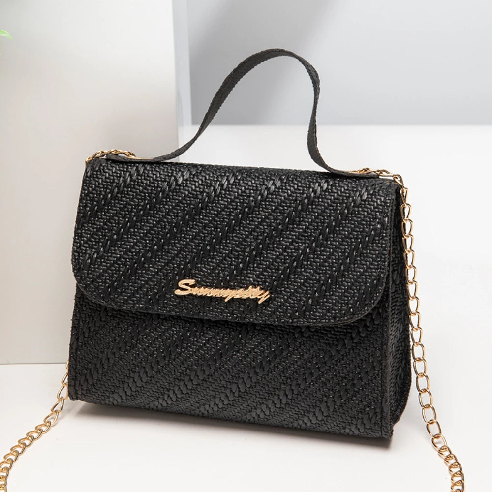 Leather Embossing Chain Square Bag