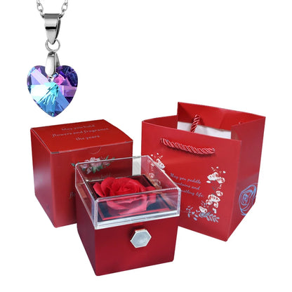 Valentine Soap Rose Jewelry Box with Necklace