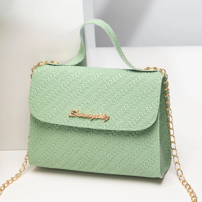 Leather Embossing Chain Square Bag