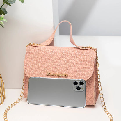 Leather Embossing Chain Square Bag