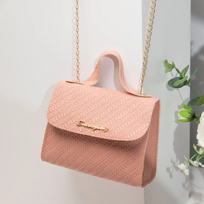 Leather Embossing Chain Square Bag