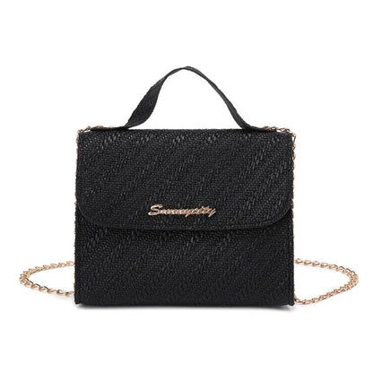 Leather Embossing Chain Square Bag