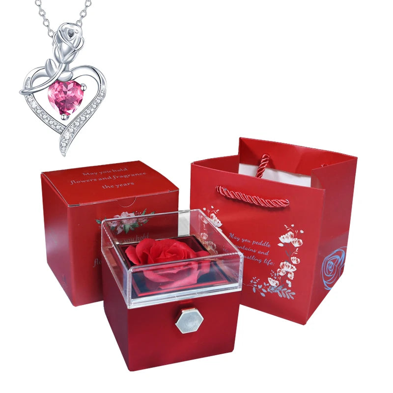 Valentine Soap Rose Jewelry Box with Necklace