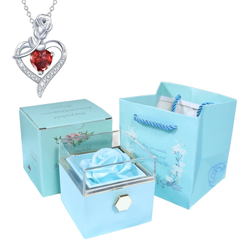 Valentine Soap Rose Jewelry Box with Necklace